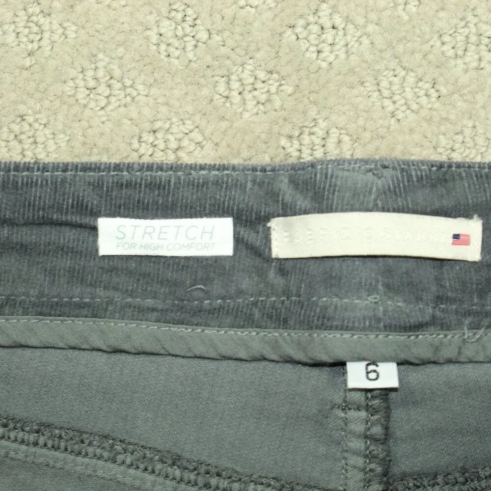 Fabrizio Gianni Women's 6 Grey Stretch for High Comfort Mini Corduroy Pants
